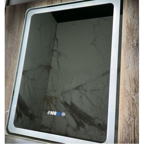 NDR608001 - LED Огледало за баня с нагревател TOUCH 60Х80 + ДИСПЛЕЙ